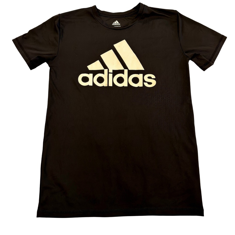 Adidas Aeroready Primegreen Black Logo Graphic T-Shirt Boys Large 14/16